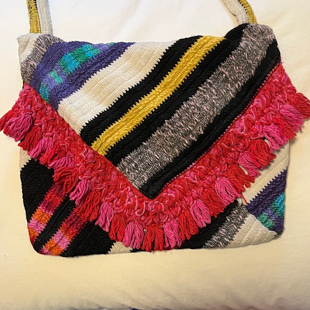 Colorful Striped Fringe Shoulder Bag